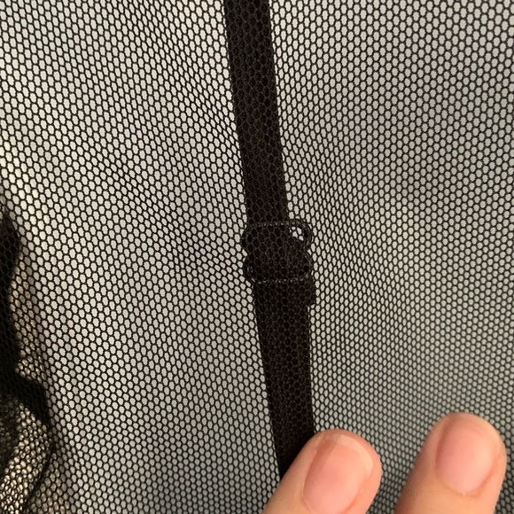 Black long-sleeved mesh and tank mini dress with embroidered red roses NWT - Picture 5 of 10